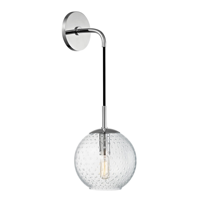 Rousseau 1 Light Wall Sconce, 14" H X 6" W X 7.5" D, Polished Chrome, Clear