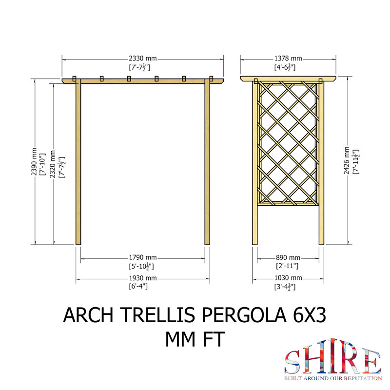 Pressure Treated Arch Trellis, 243cm H x 193cm W x 103cm D cm