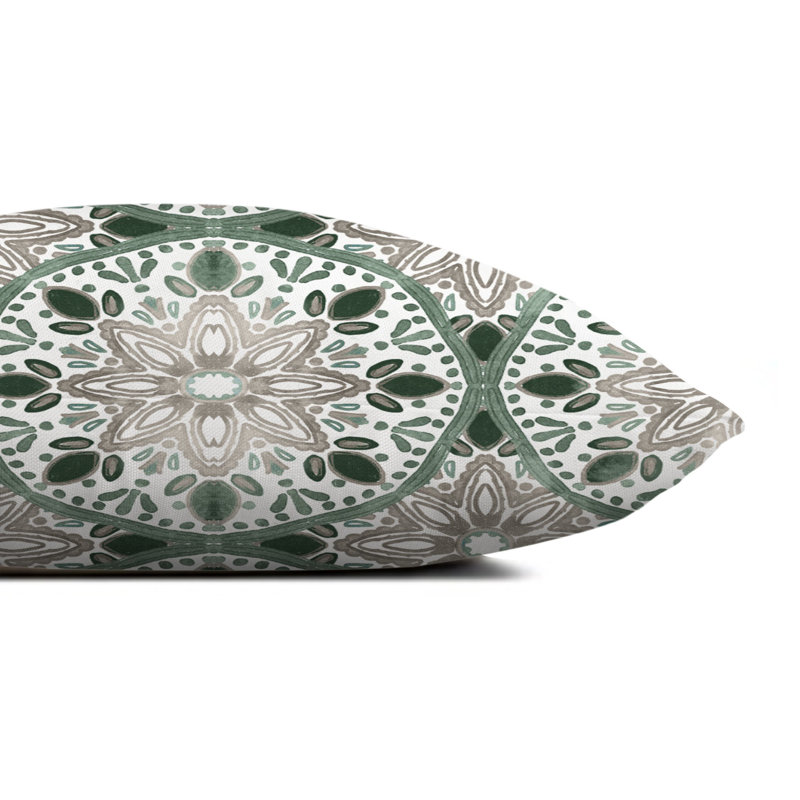 Outdoor Square Pillow Cover & Insert, Green/Beige