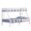 Lit simple superposé au dessus d'un lit double en métal de style contemporain avec échelle en angle, blanc-2079054566