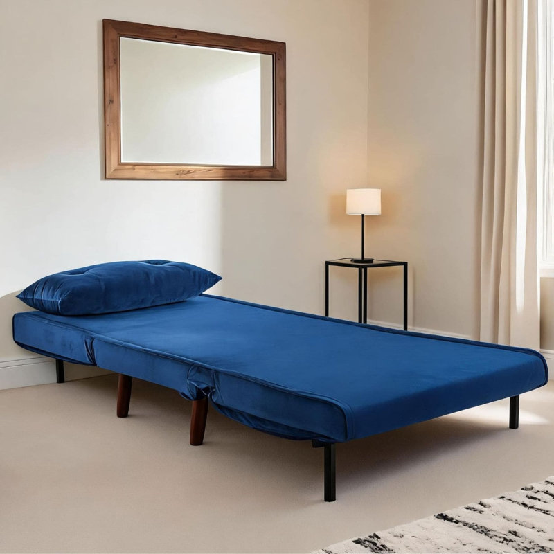 Lonara One Seater Upholstered Single Convertible Chair, Blue