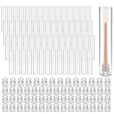 Porte-bougies Hurricane, grand manchon cylindrique en verre transparent de 6 2,56 x 13,78 po, verre borosilicaté haut, protection contre le vent pour le mariage, centre de table, fête, décoration intérieure