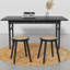 Tabouret rond en bois massif tissé à la main, banc de maquillage et de vestibule, L 17,72 po x l 11,81 po x H 17,32 po, noir-984484854