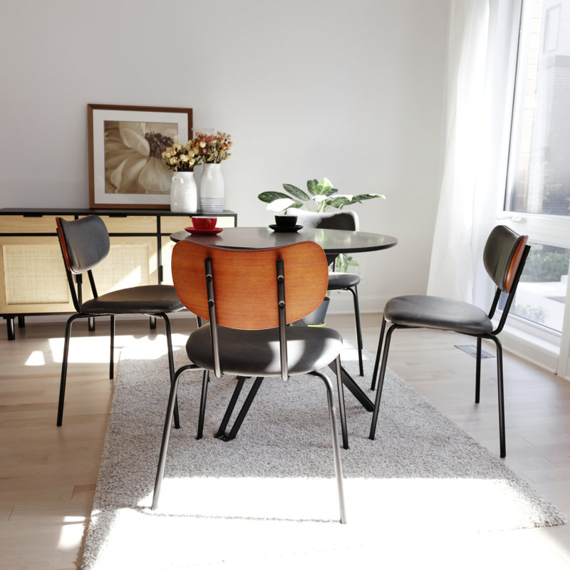 Ensemble de salle à manger 5 pièces 35,4 po rond avec base étoile et 4 chaises courbées