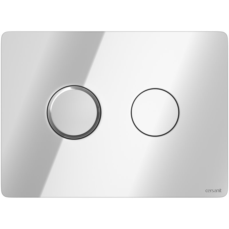 Button pneumatic accento square glass black, Gloss Chrome