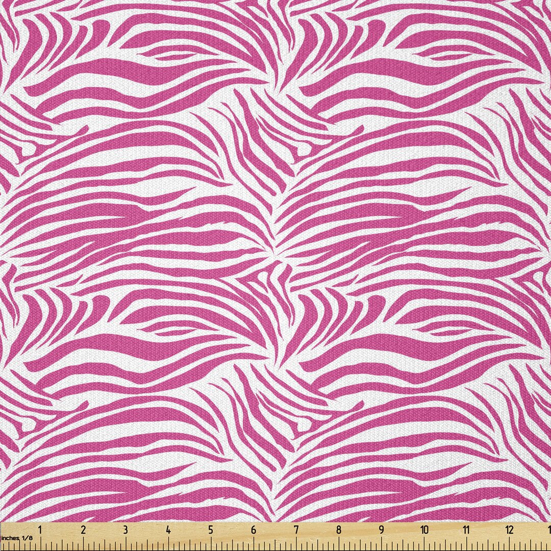 Stoff als Meterware, Safari Zebra-Streifen, Tier, Pink Schwarz