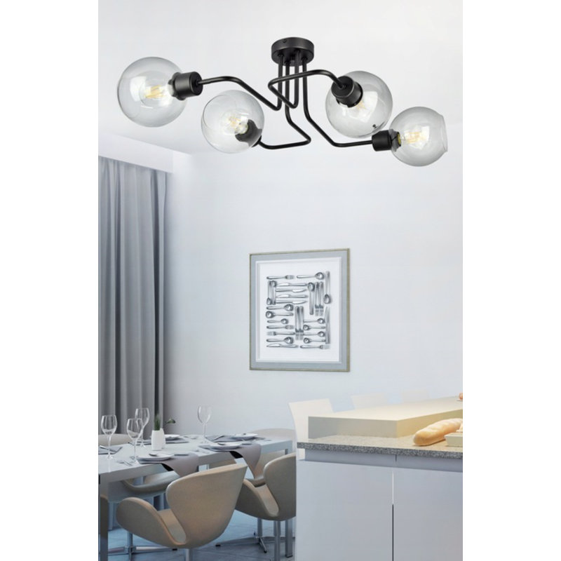 Sargat Glass Semi Flush Mount, Transparent