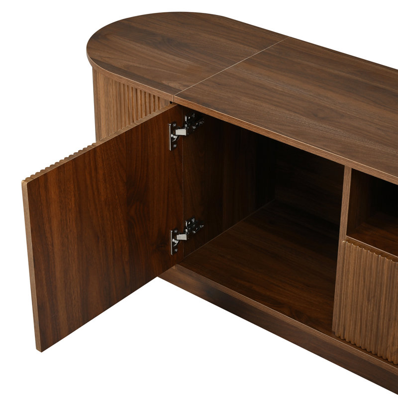 Meuble télé 79 po avec tablette ouverte, Brun antique