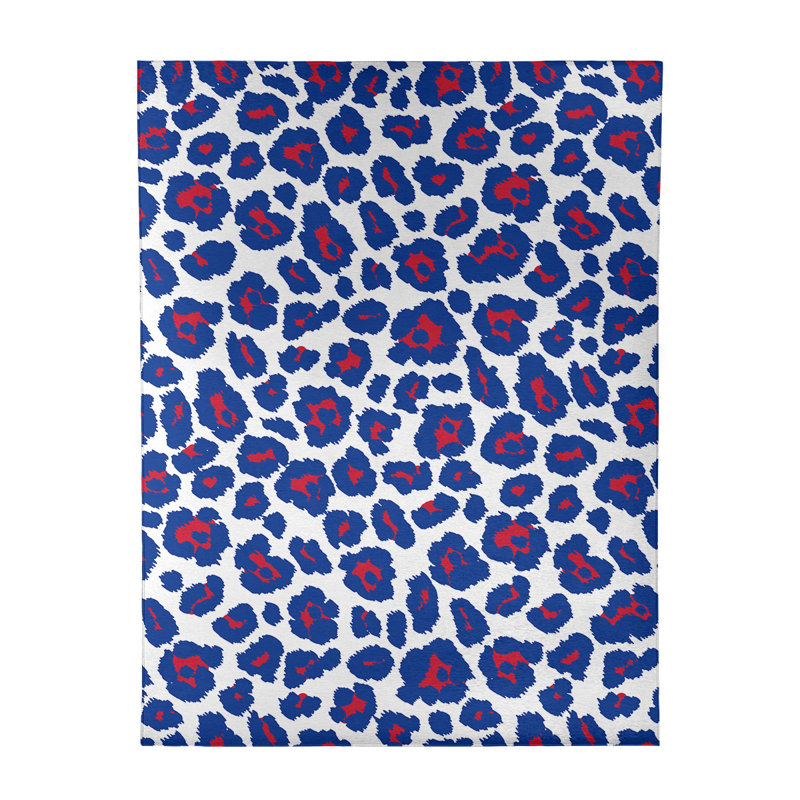 Imprimé animal blanc/bleu/rouge Tapis décoratif, Rectangle 8 pi x 10 pi