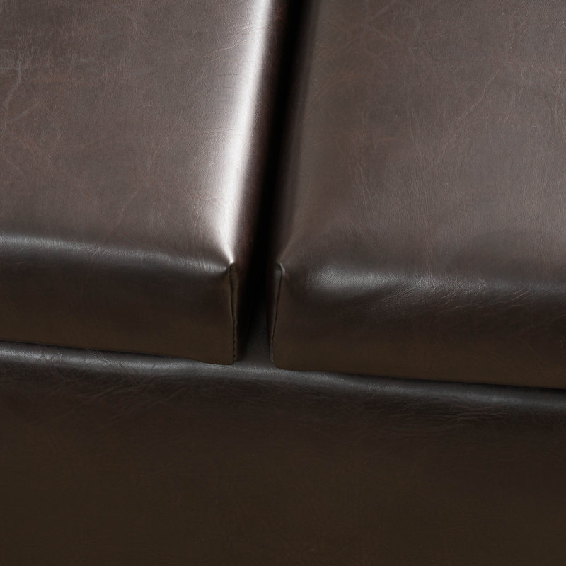 Mengel Faux Leather Ottoman, Brown Faux Leather