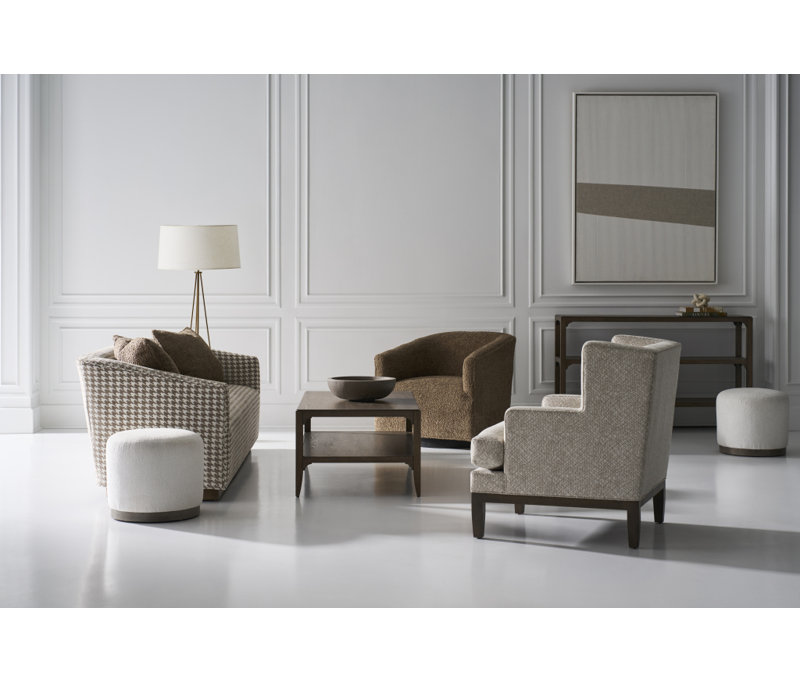 Corbin Round Ottoman, 4787 Mineral, French Oak