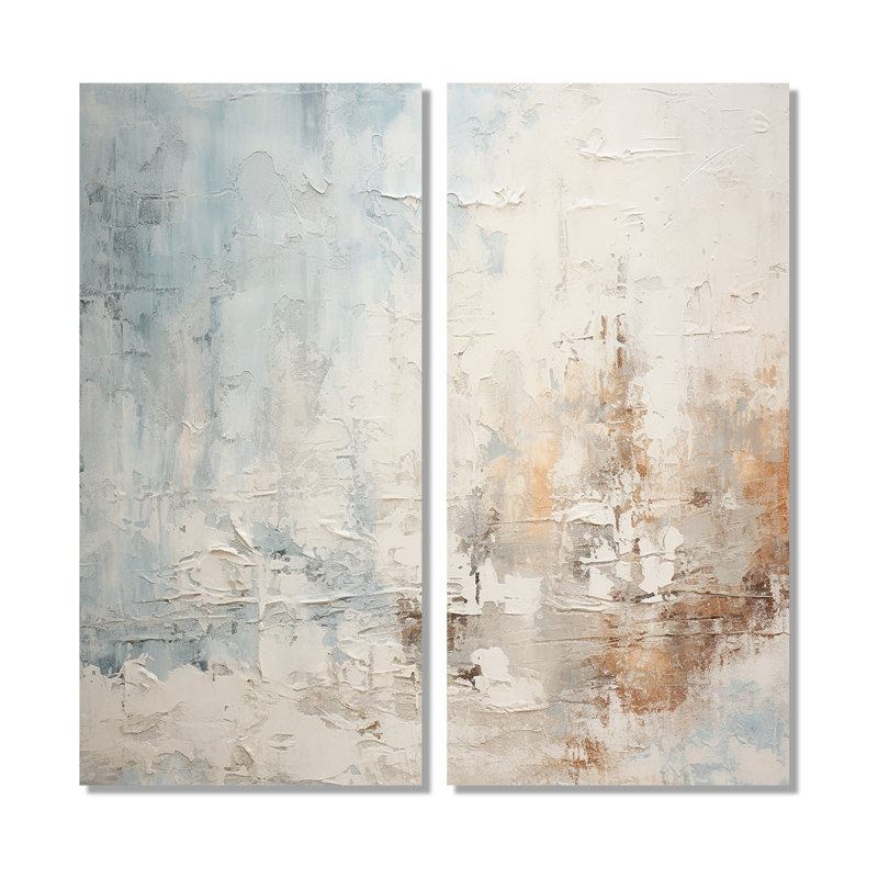 Beige bleu océan tempête II - art mural moderne, H 40 po x l 40 po, Toile tendue, Ne s’applique pas