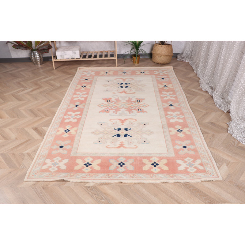Handcrafted Turkish Anatolian Rug - Ideal for Nursery or Living Area in Cool Beige Tones