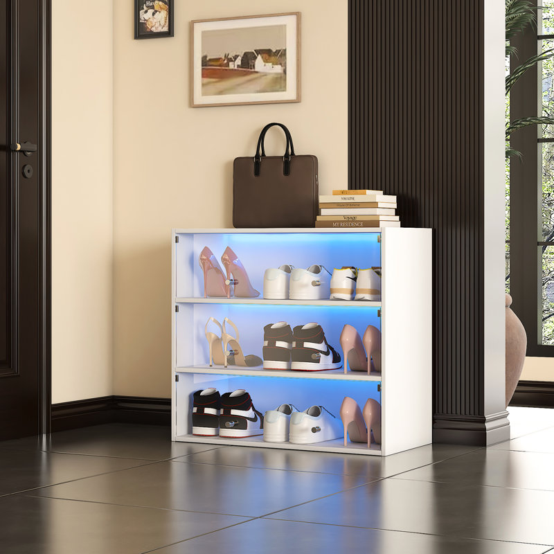 Armoire de rangement blanche pour chaussures avec DEL