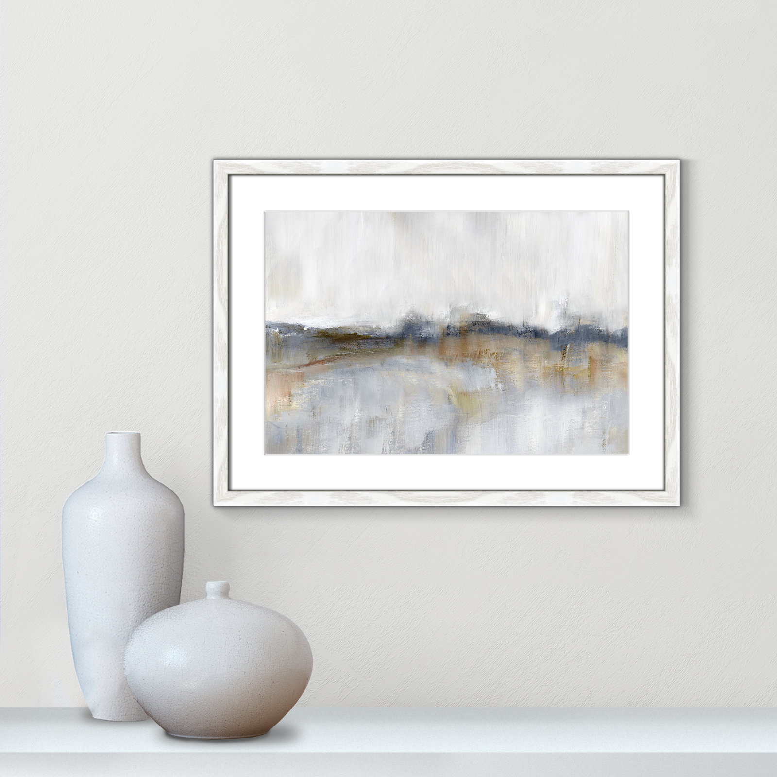 Autumnal Tide by Nan, 17" H x 23" W x 0.75" D, White Framed
