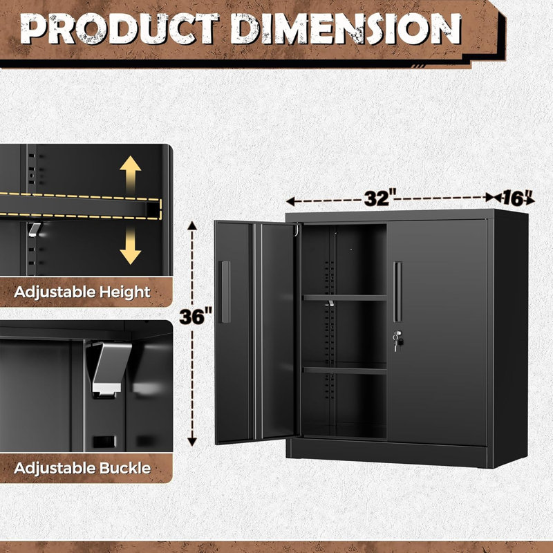 Armoire de rangement à 2 tablettes Iaconetti, Noir
