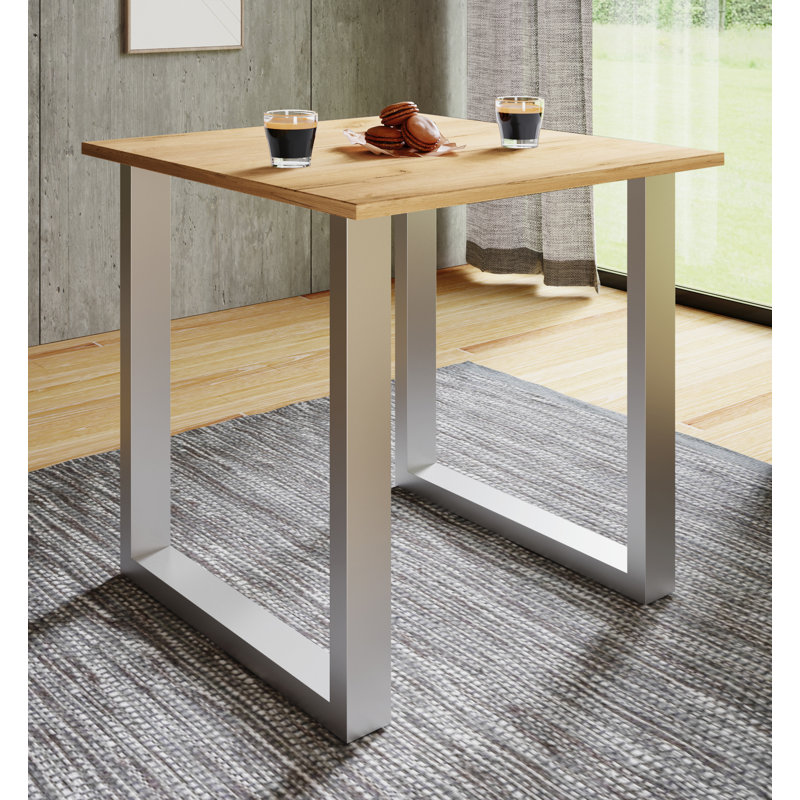 Alexious Metal Base Dining Table, 76cm H x 80cm W x 50cm D, Brown, Browning