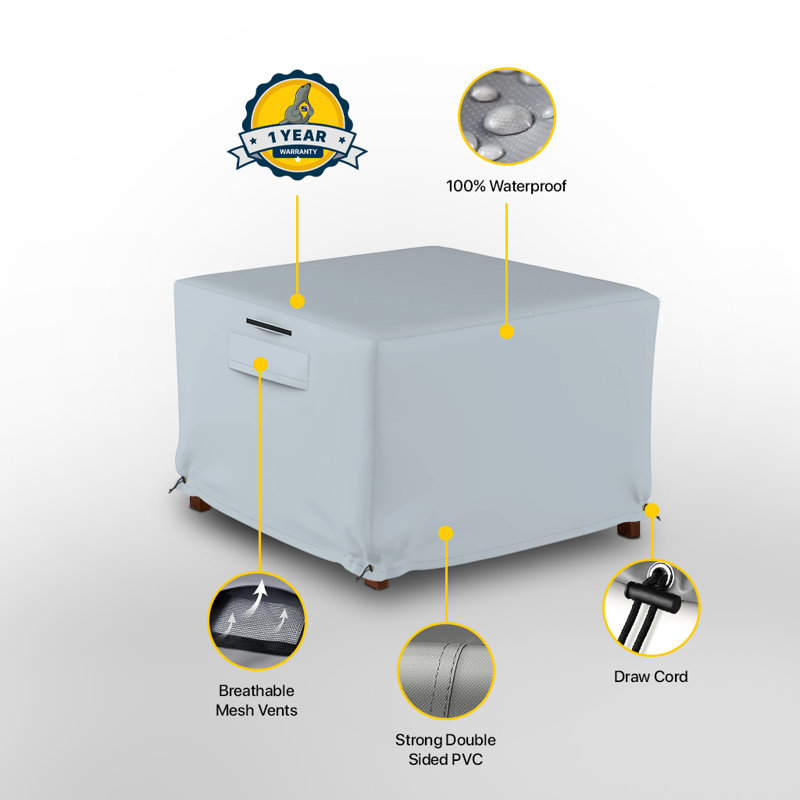 High-Density Waterproof Patio Deck Box Cover For Outdoor Rectangle Ottoman With Storage, Black