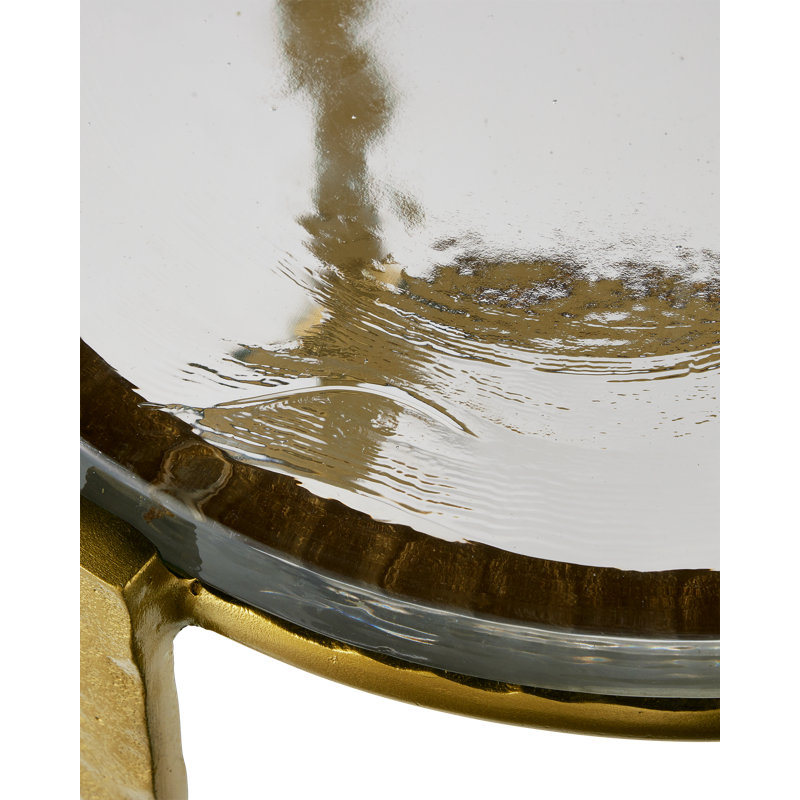 Acea Glass End Table, 23.5" H x 12" W x 12" D, Gold