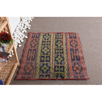 Orange Bedroom Rugs, Vintage Rugs, Bedroom Rugs, Home Decor Rugs, Turkish Rugs, 3x3.4 ft Small Rug