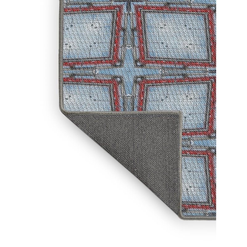 Tapis bleu / rouge Power Loom, Rectangle 5 pi x 7 pi