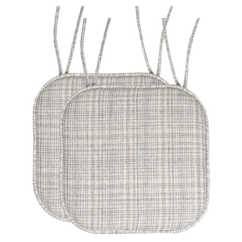 Coussin de chaise antidérapant en mousse à mémoire de forme 16 po x 16 po Aria, Paquet de 2, Argent / Crème