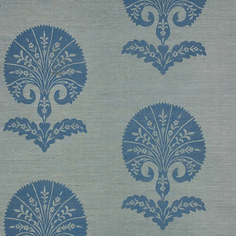 Ottoman Flower Sisal Wallpaper, Mineral