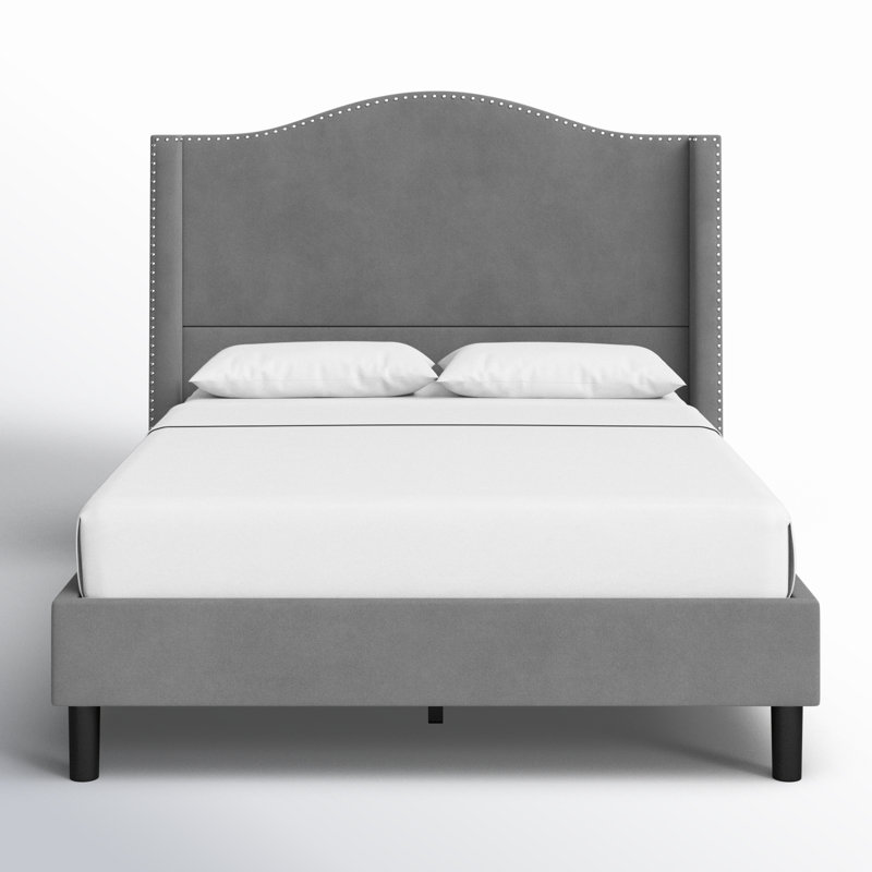 Lit plateforme tapissier Ameera, Grand, gris