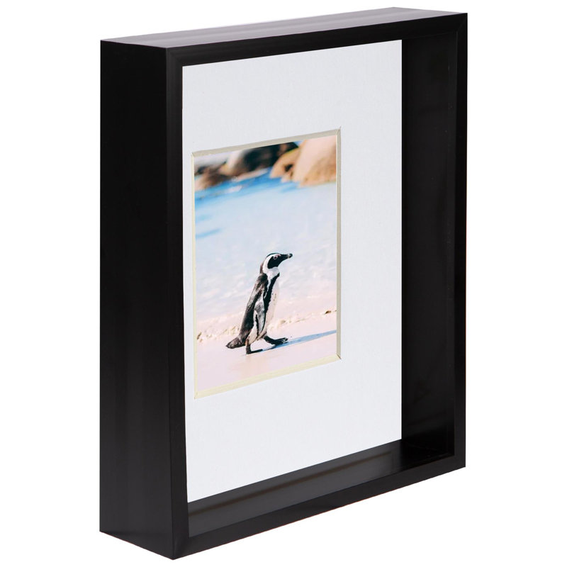 Nicola Spring - 8" x 10" 3D Deep Box Photo Frame - 4" x 6" Mount, Black, 4" x 6"