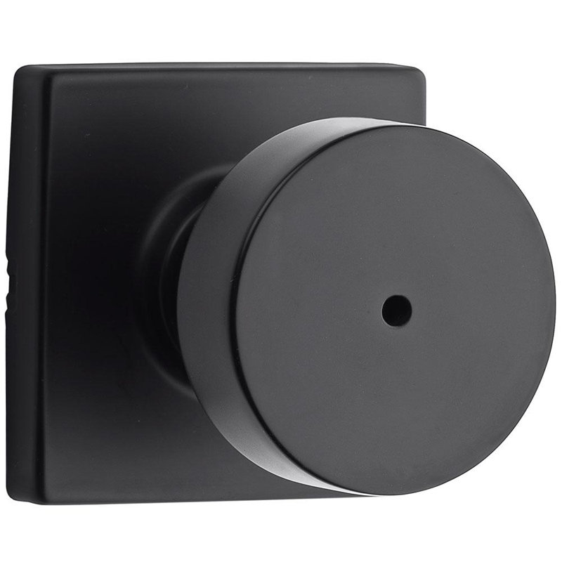 Privacy Door Knob with Square Rosette, Matte Black
