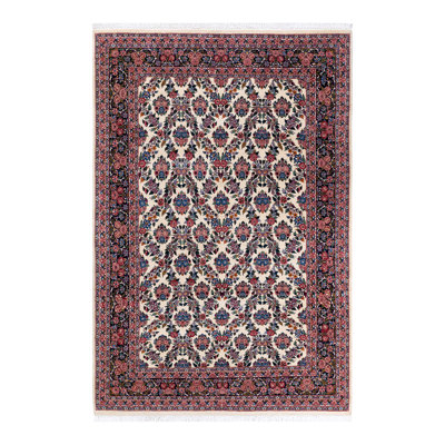 Tapis ivoire traditionnel en laine noué à la main 6 pi 2 po x 9 pi 2 po