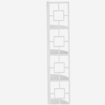 Zynx 62 Inch Corner Etagere Bookshelf, 4 Tier Fan Shape Shelves, White