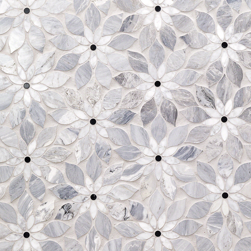 Carreau de mosaïque à jet d'eau en marbre 12,4 po x 14,13 po Linden (6,05 pieds carrés / boîte), Bleu