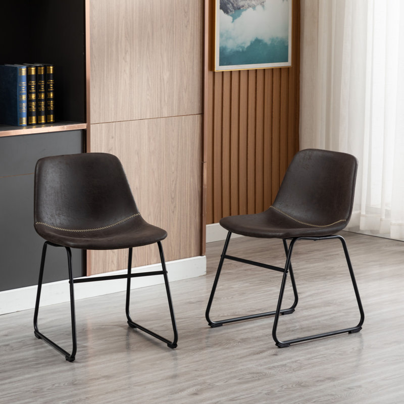Davey Faux Leather Upholstered Side Chair, dark brown