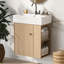 Armoire de salle de bain flottante de 21,6 po avec poignée en alliage d'aluminium, compartiment de rangement latéral, installation facile, convient aux espaces restreints Fixation de robinet de meuble-lavabo mural à un trou moderne, espaces compacts-121113791