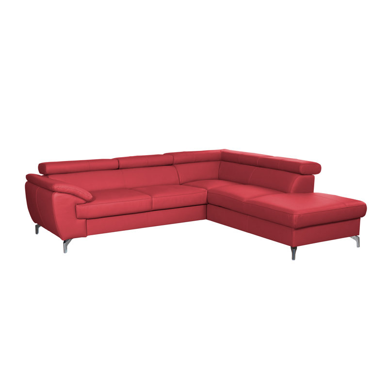 Brookhurst Leather Corner Sofabed, Right Hand Facing, Red