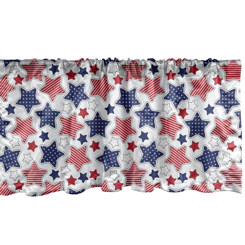 Ambesonne 4 juillet, cantonnière, paquet de 2, motif grunge, rubis, violet, bleu, blanc, L 54 po x L 12 po