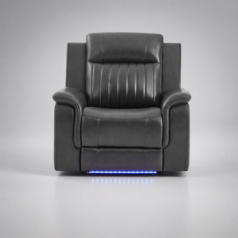 Fauteuil inclinable électrique au fini gris anthracite avec éclairage DEL et accoudoirs coussinés pour une détente confortable