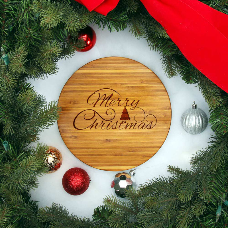 The Cutting Board Company Bamboo Merry Christmas Round Cutting Board