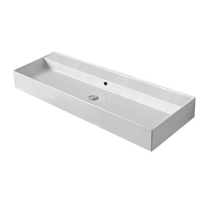 Lavabo de salle de bain mural rectangulaire en porcelaine vitreuse avec trop-plein Teorema