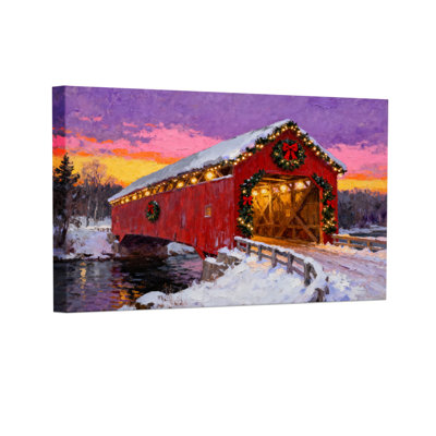 Ensemble de 3 reproductions d'art sur toile, "Christmas"