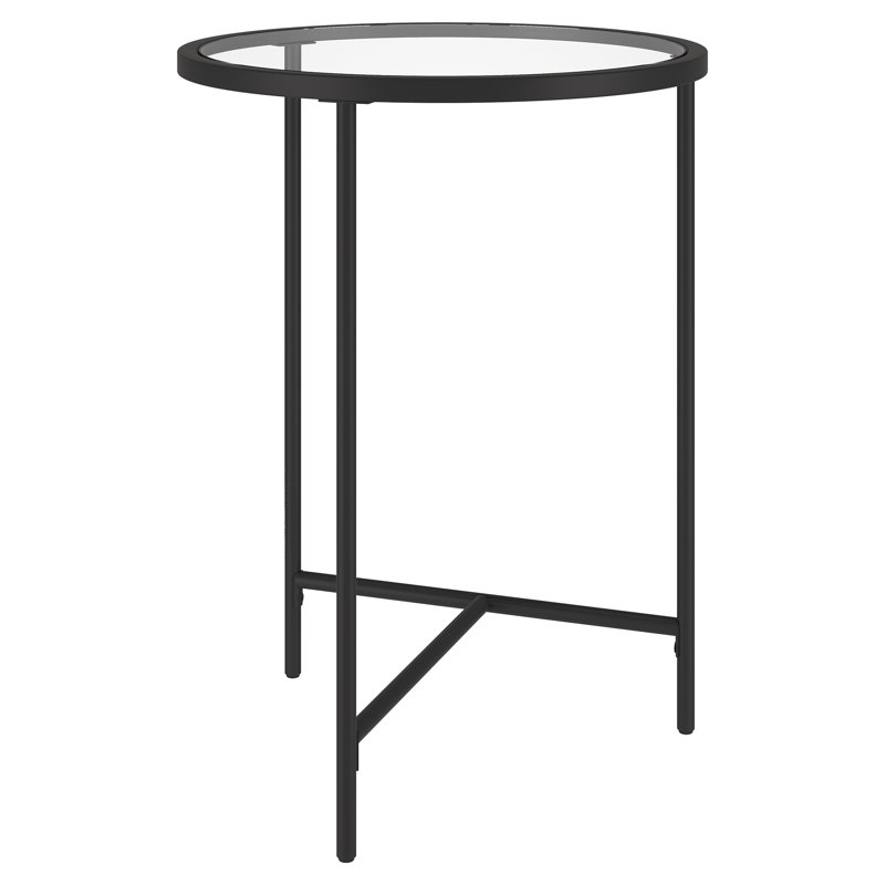 Berenson Glass Top End Table, Blackened Bronze