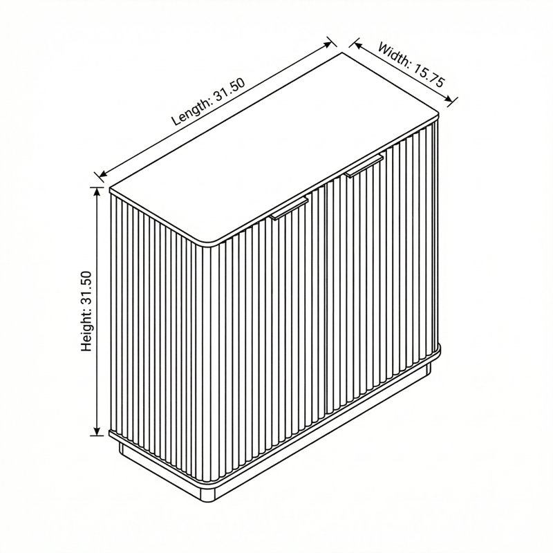 Armoire de rangement moderne à conception ondulée courbée avec tablette réglable pour le salon, la chambre à coucher ou le couloir, finition noyer, largeur de 31,5 pouces