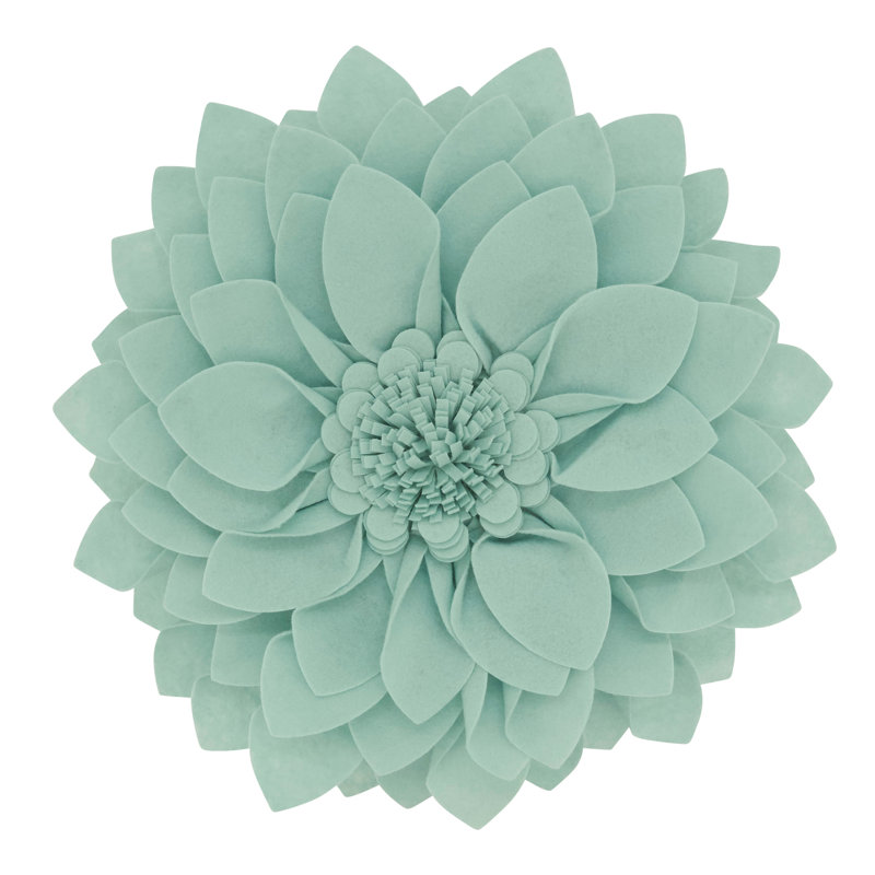 Fleur De Jardin Collection Ruffled Throw Pillow, Aqua, 13" x 13"
