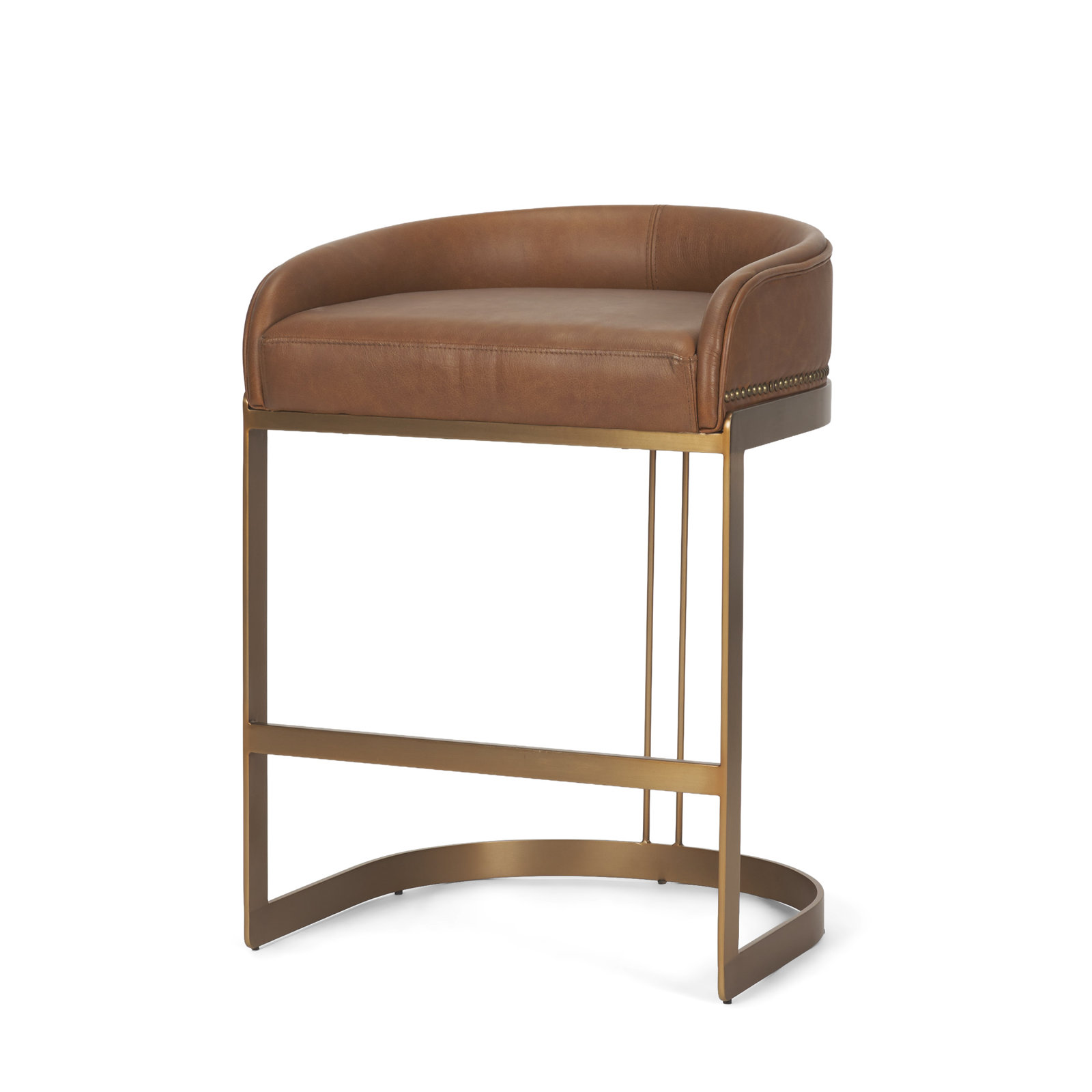 Bradley Genuine Leather Bar & Counter Stool, Counter Stool (24.75" Seat Height), Cognac