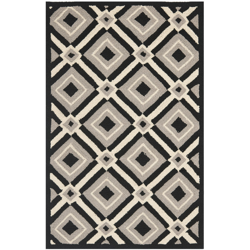 Hayes Hand Hooked Performance Geometric Rug, Rectangle 6' x 9'