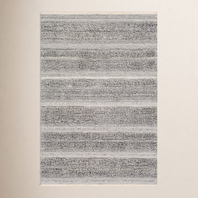 Nelle Gray Black Hand-Woven Striped Rug