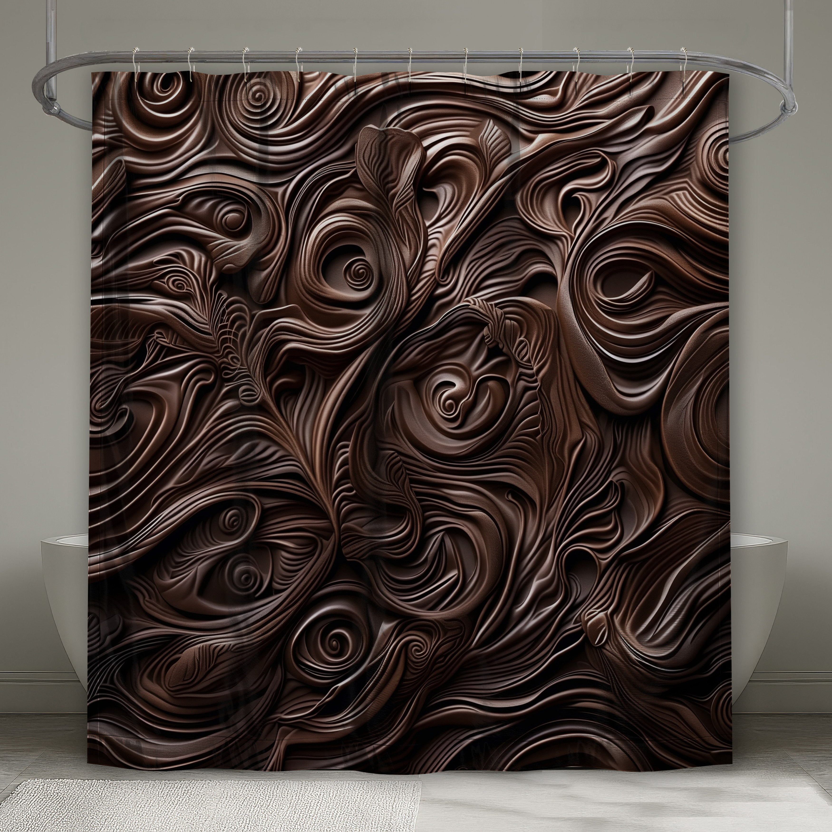 East Urban Home Intricate Brown Swirls Shower Curtains Extra Long | Wayfair