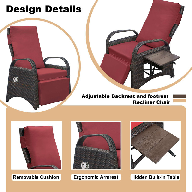 Fauteuil inclinable Alsancak, Tissu rouge