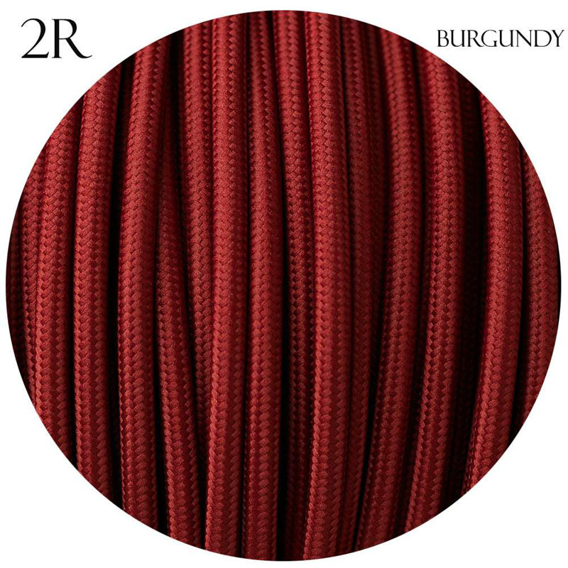3m 2 Core Round Fabric Electrical Cable Braided Flex Cord for Lightning Lamp and DIY Projects, Burgundy